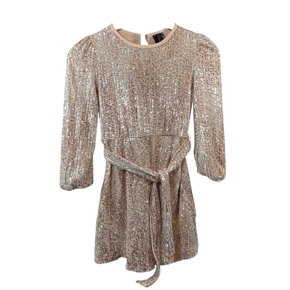 Elegant Sequin Mini Dress in Gold - Picture 2 of 12